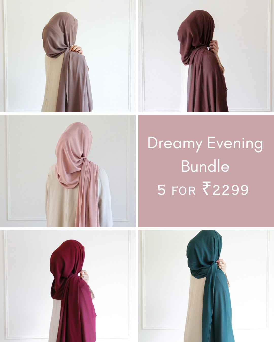 Dreamy Evening Bundle – 5 Elegant Chiffon Hijabs
