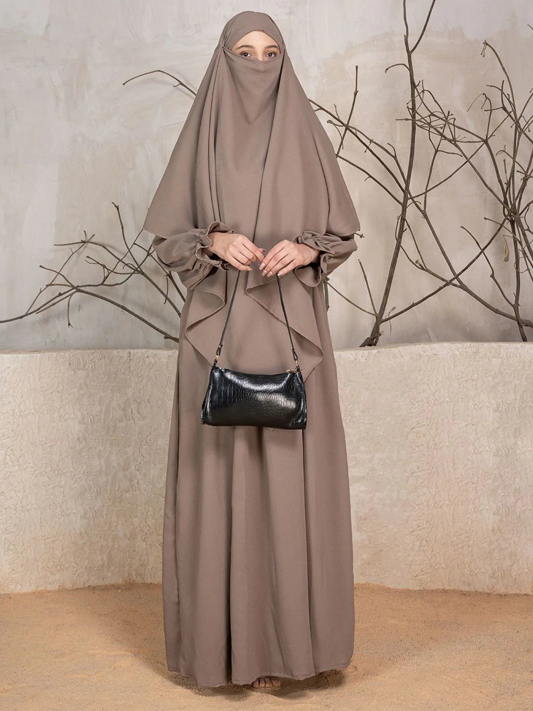 Abaya With Khimar - Brown