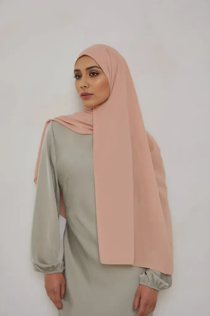 Premium Chiffon Hijab - Soft Peach