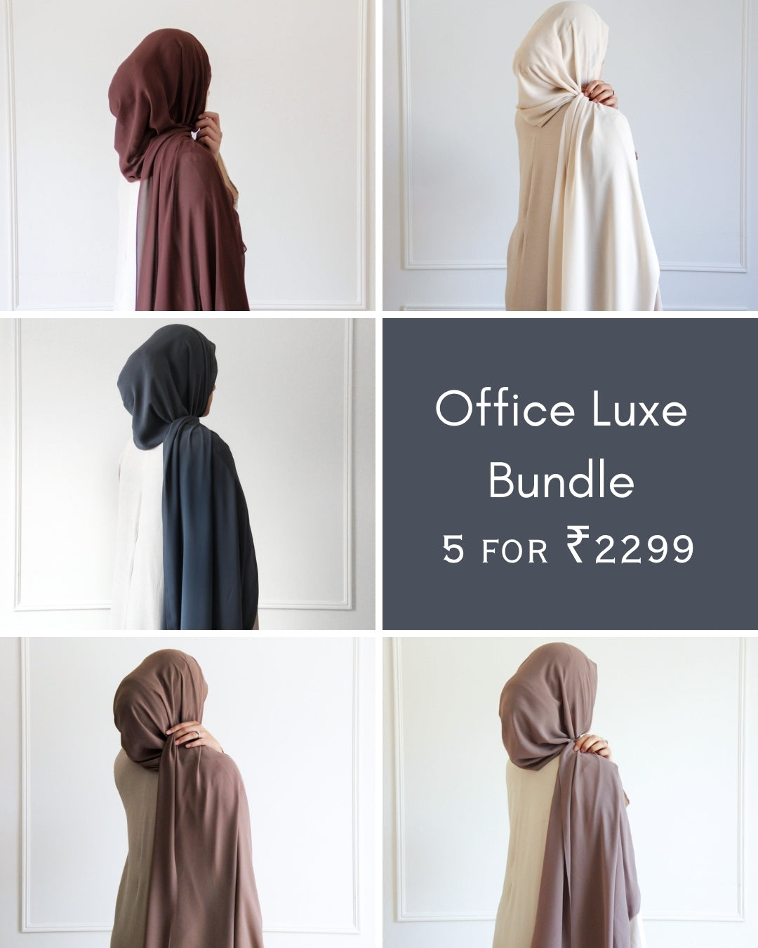 Office Luxe Bundle – 5 Premium Chiffon Workwear Hijabs