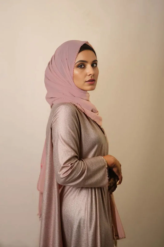 Basic Crochet Chiffon Hijab - Dusty Pink