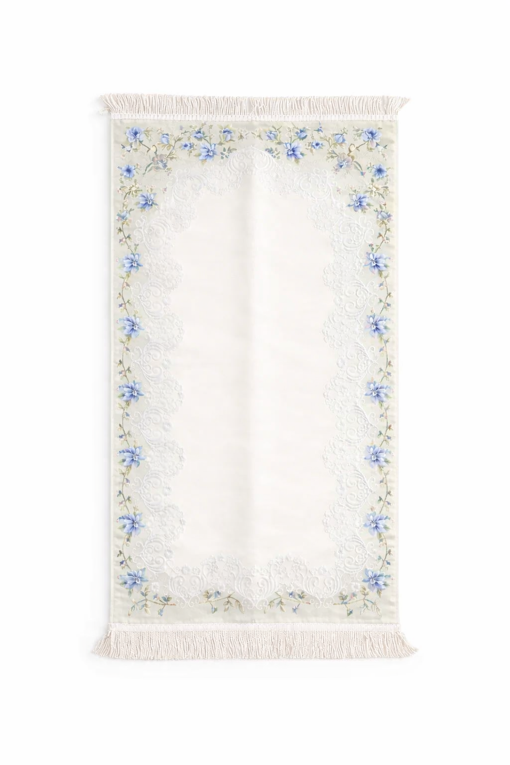 Blue Ivory Bloom Luxe Janamaz (Prayer Mat) - Made in Turkey