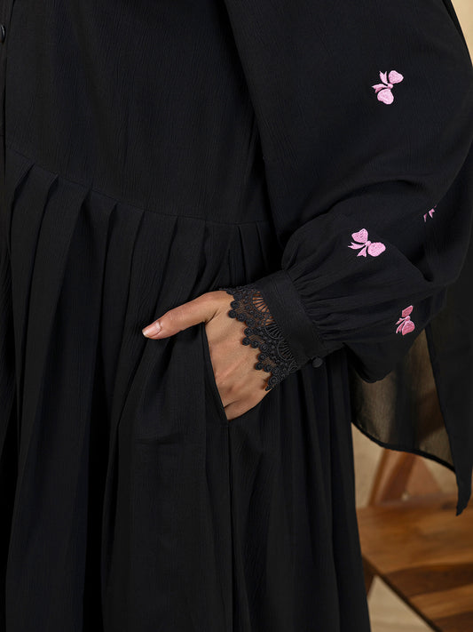 Black Blossom Abaya