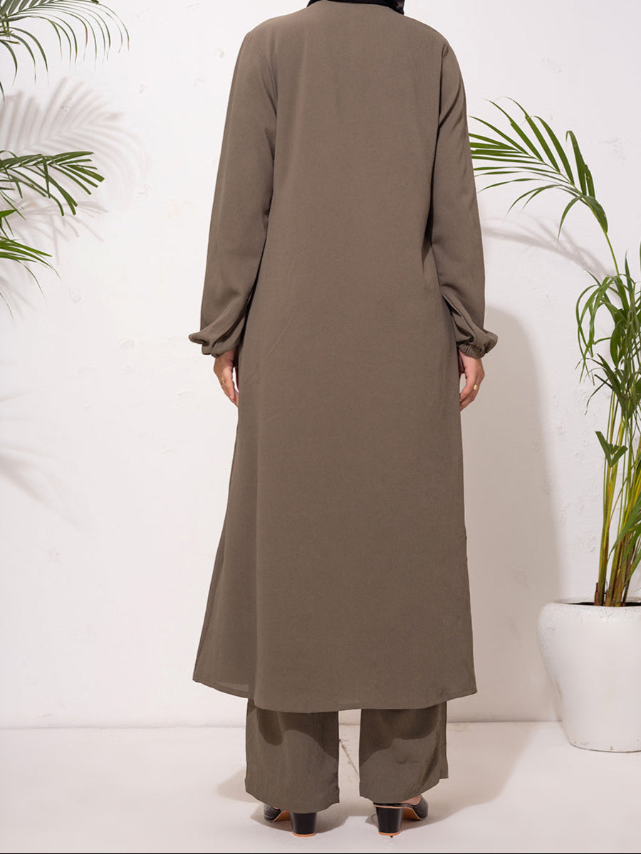 Zahra Buttoned Co-Ord Set - Olive Green