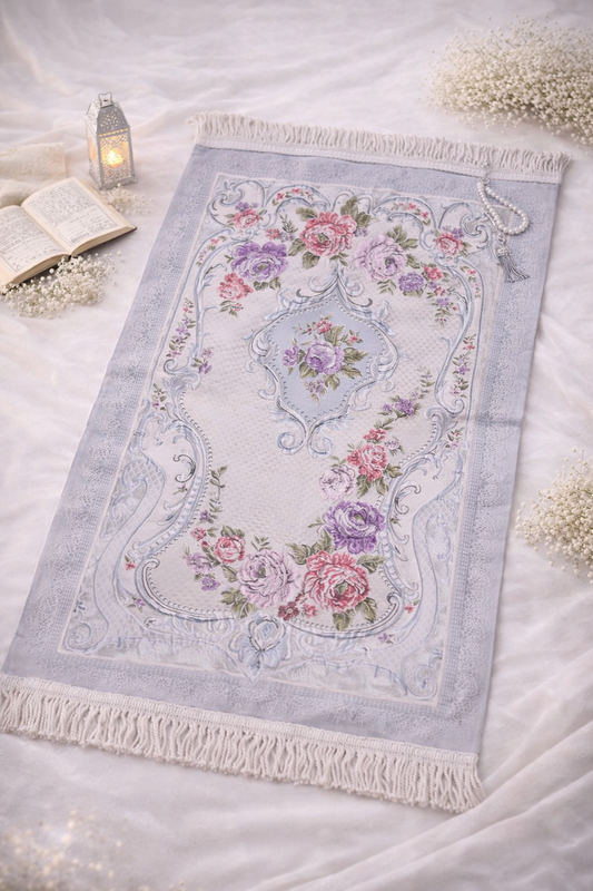 Blue Floral Janamaz (Prayer Mat) - Made in Turkey