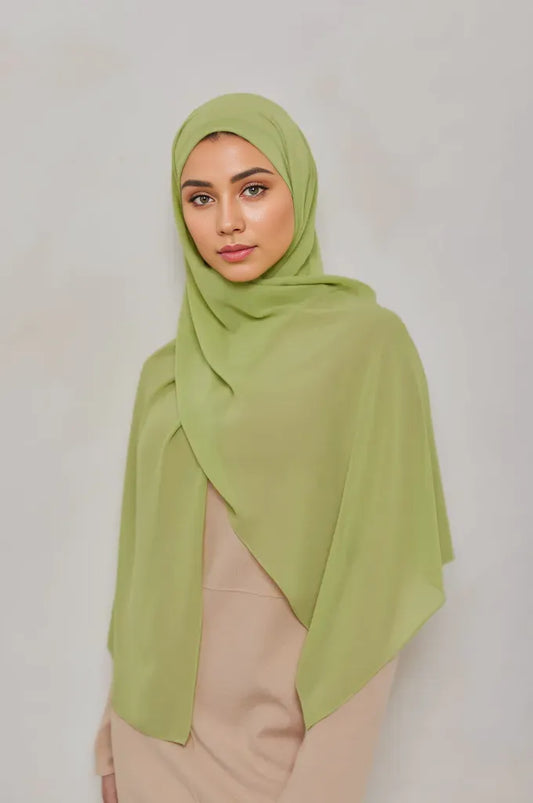 Premium Chiffon Hijab - Green Yellow