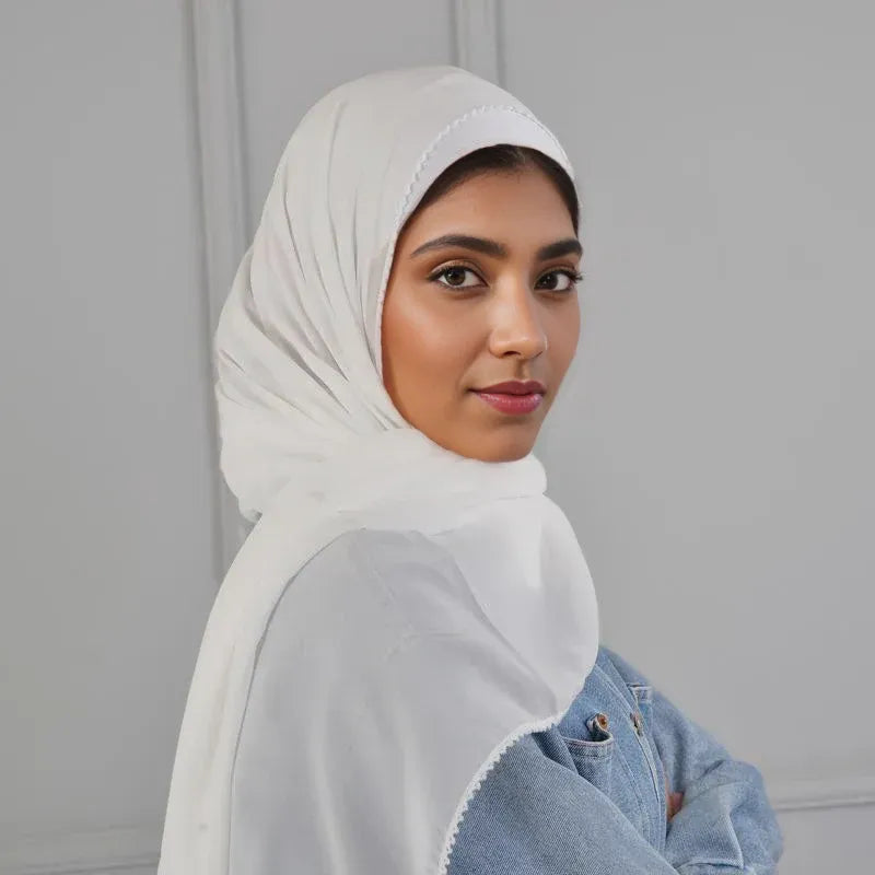 Basic Crochet Chiffon Hijab - White