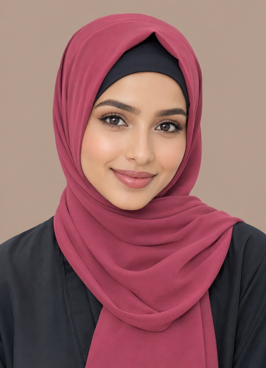 Berry Red  chiffon hijab for women by Mawdeest
