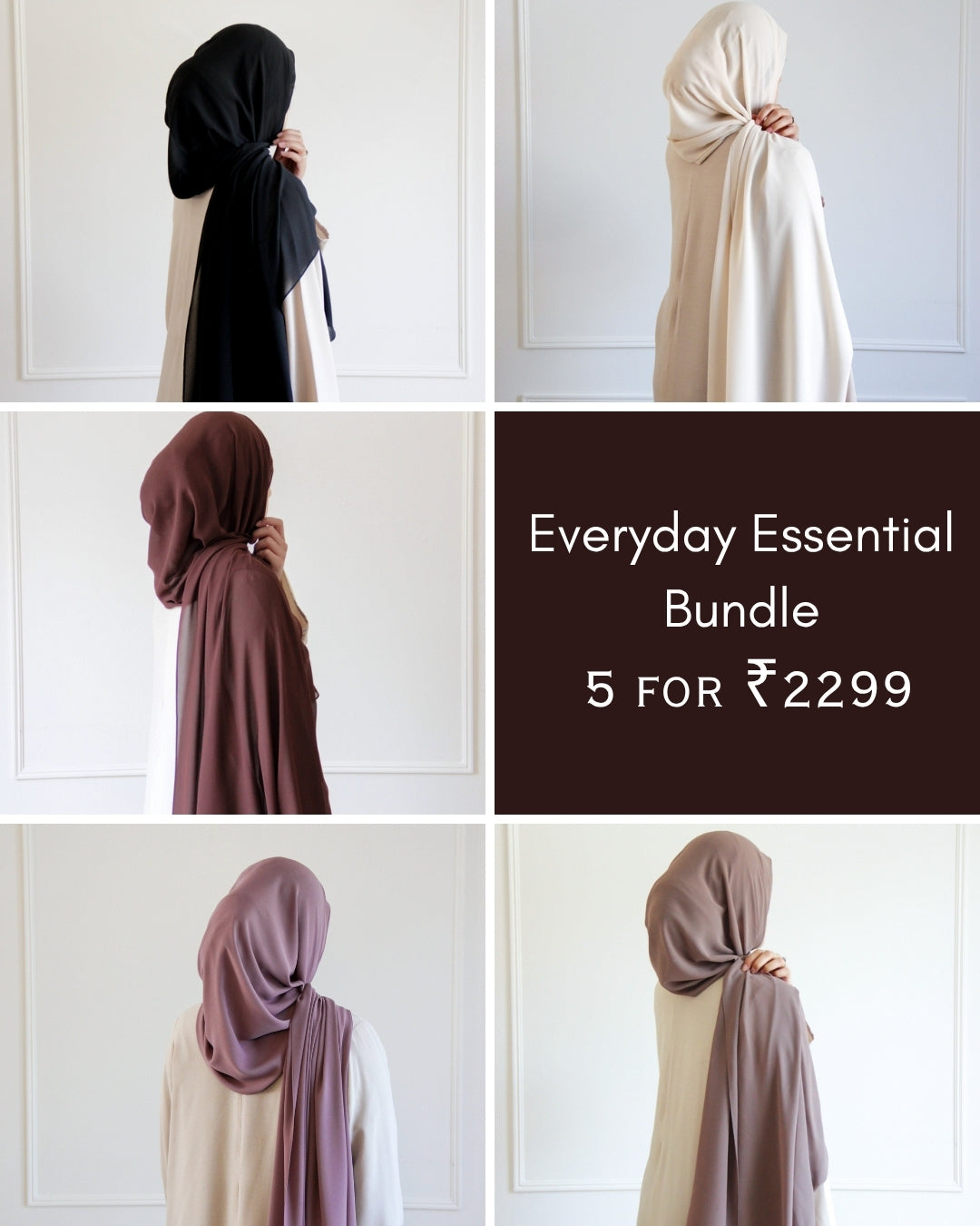Everyday Essential Bundle – 5 Premium Chiffon Hijabs