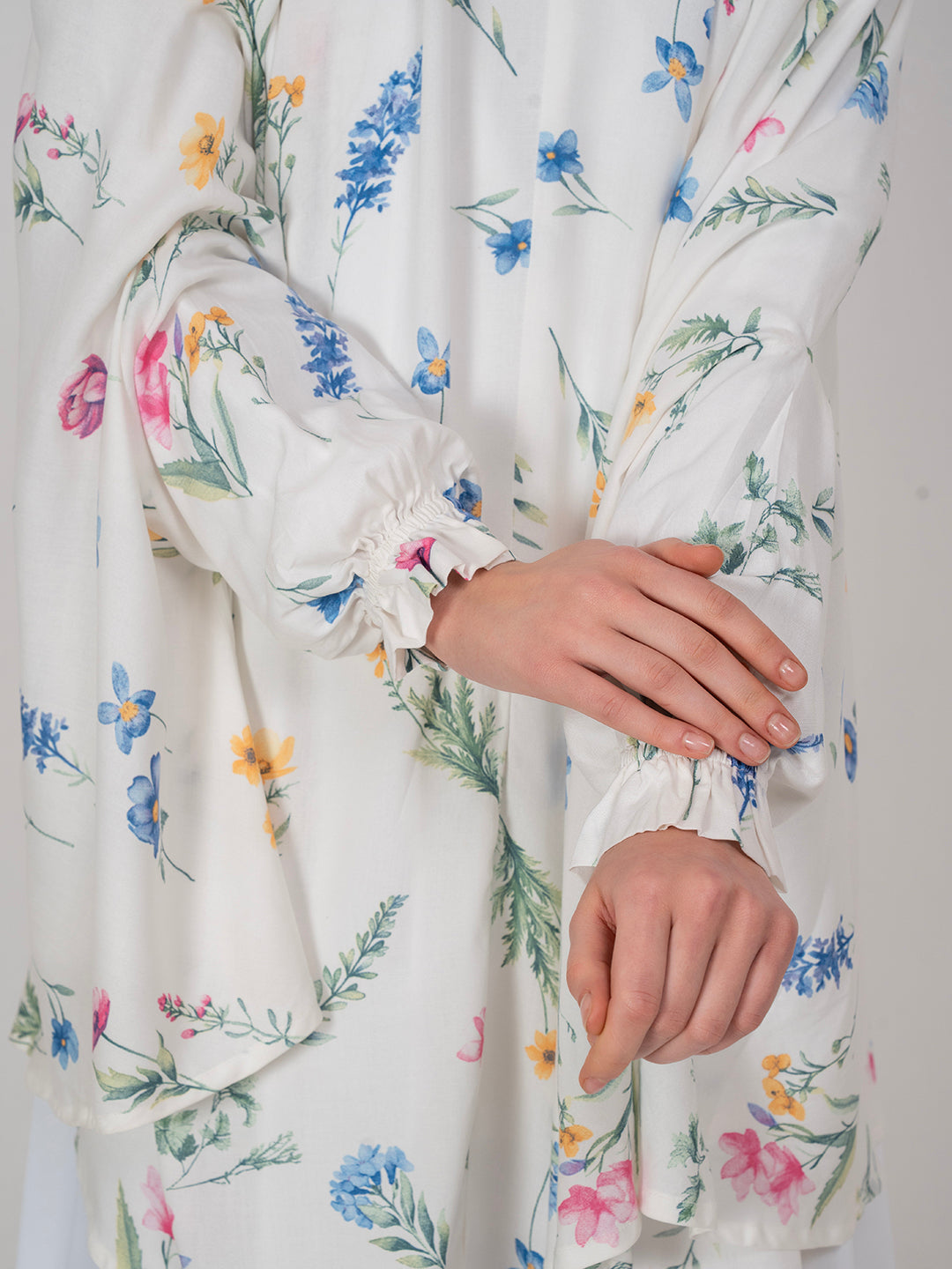 Blue and White Floral Embrace Nemaz Dupatta