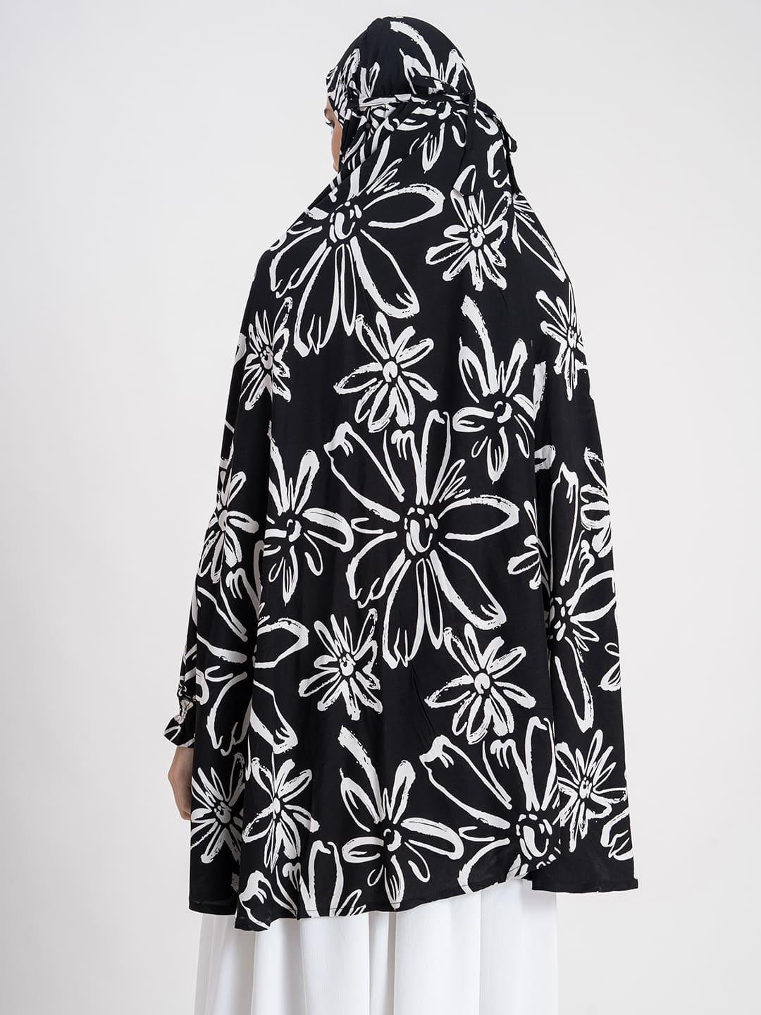 Chic Leaf Print Namaz Dupatta Black