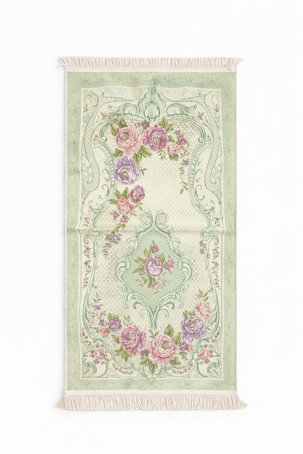 Pastel Green  Floral Janamaz (Prayer Mat) - Made in Turkey
