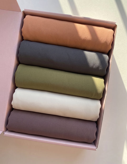 Premium chiffon fabric hijab set – soft texture by Mawdeest