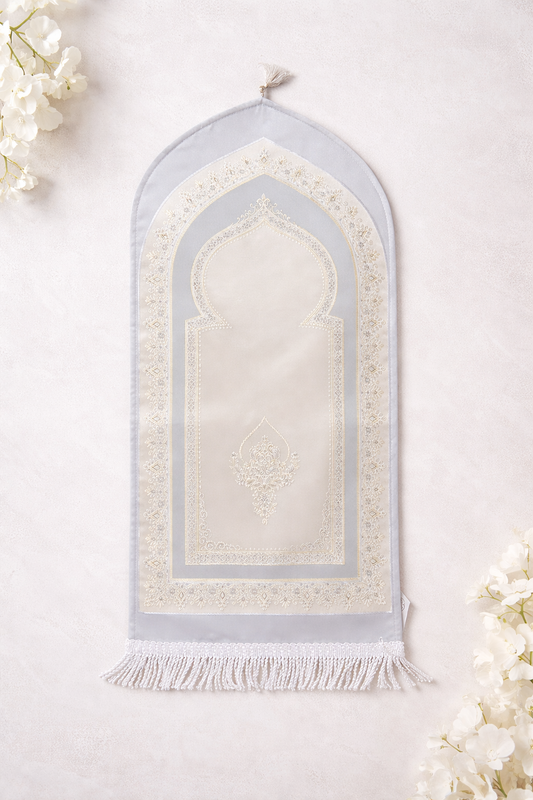 Bluish Grey Kids Prayer Mat – Premium Embroidered Salah Rug