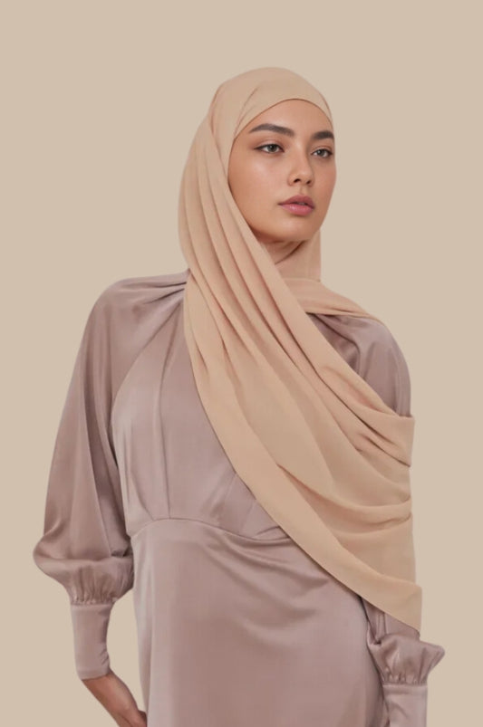 Ivory Nude chiffon hijab for women by Mawdeest