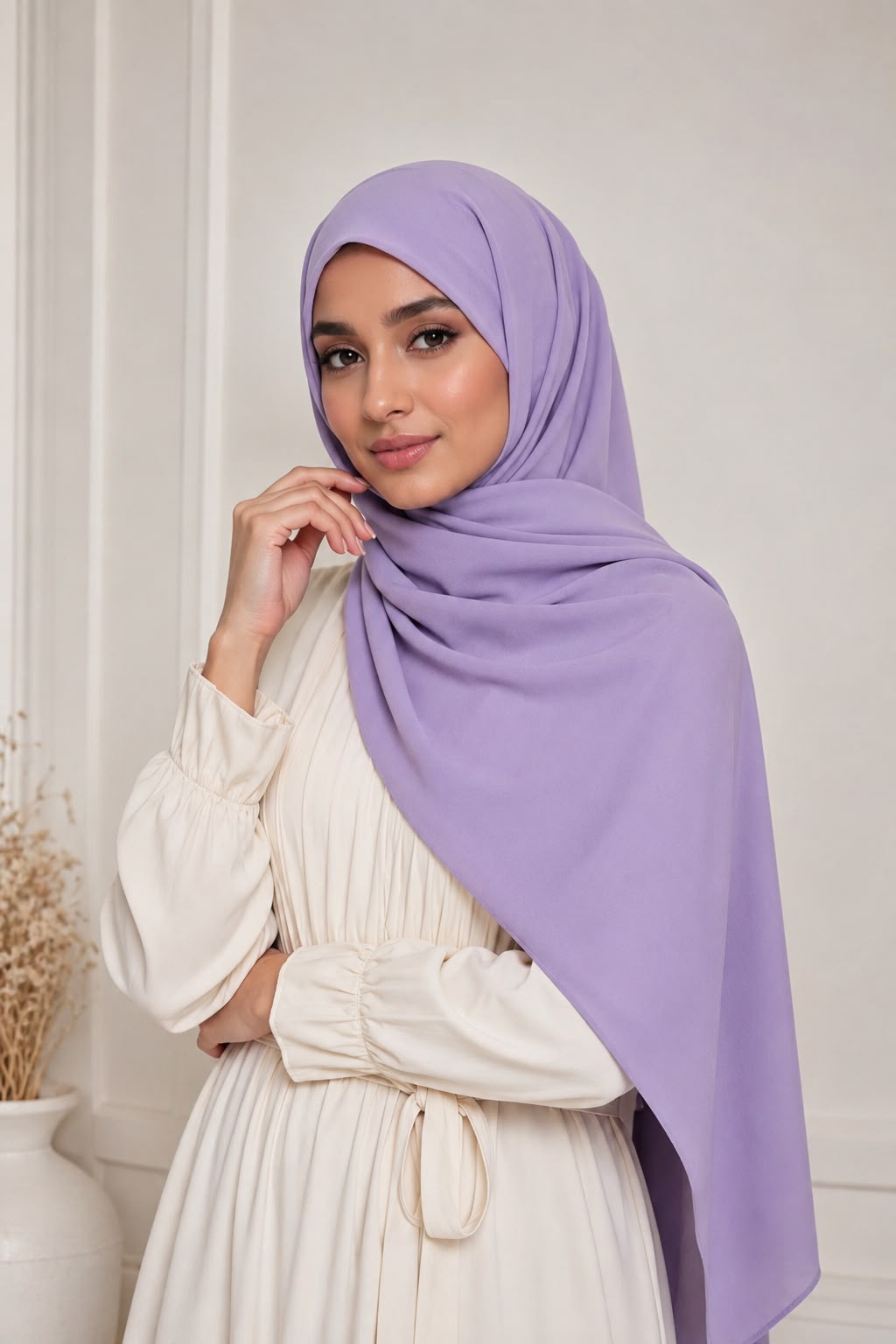 Luxury  Lavender  chiffon hijab scarf for women by Mawdeest