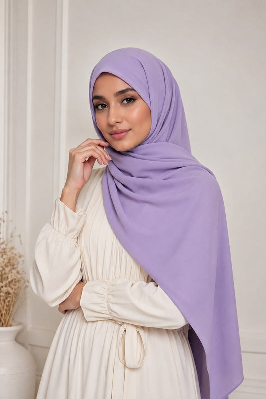 Luxury  Lavender  chiffon hijab scarf for women by Mawdeest