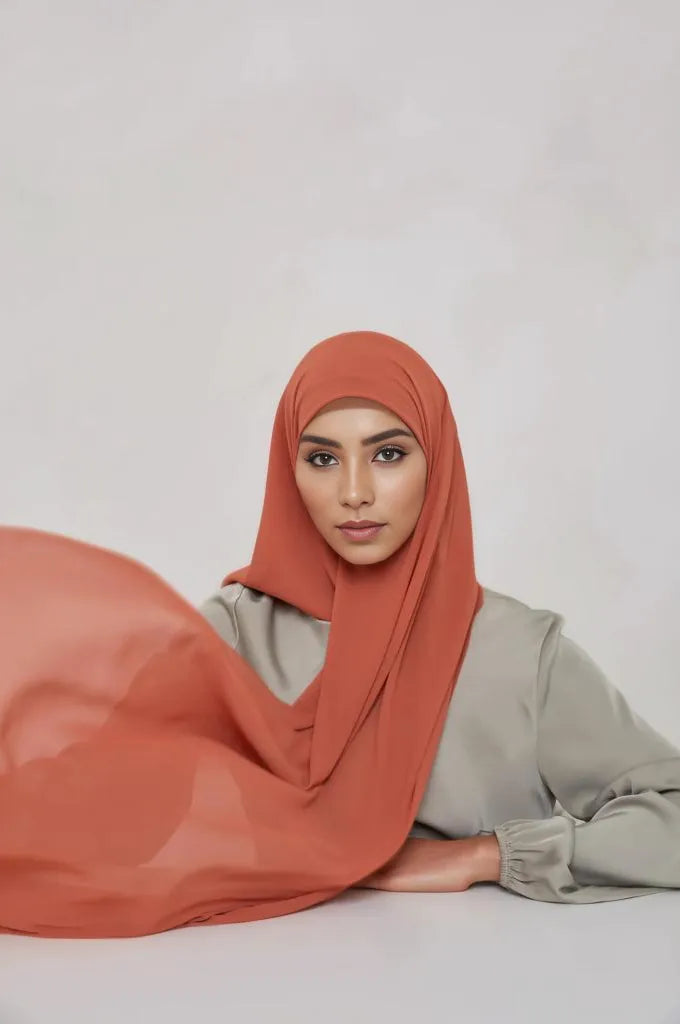 Luxury  Apricot  chiffon hijab scarf for women by Mawdeest 