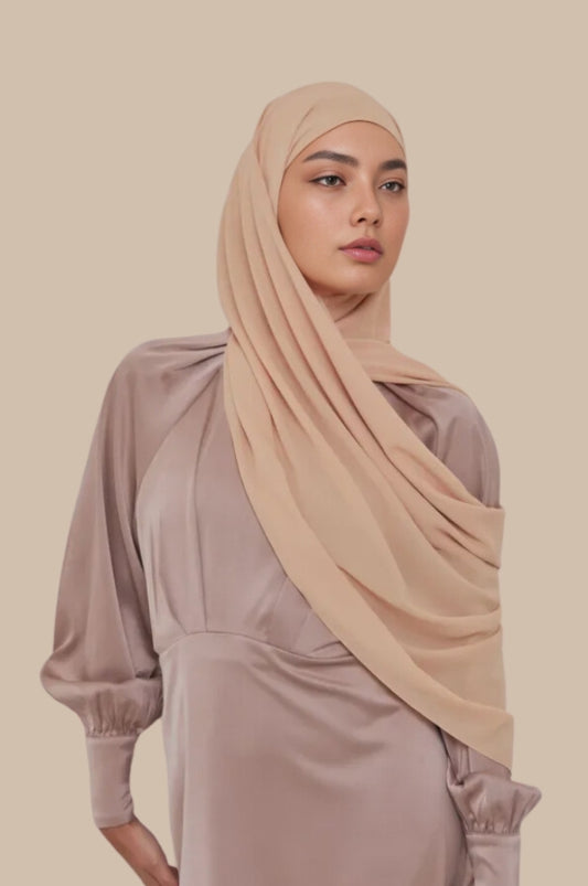 Premium Chiffon Hijab - Ivory Nude - Mawdeest 