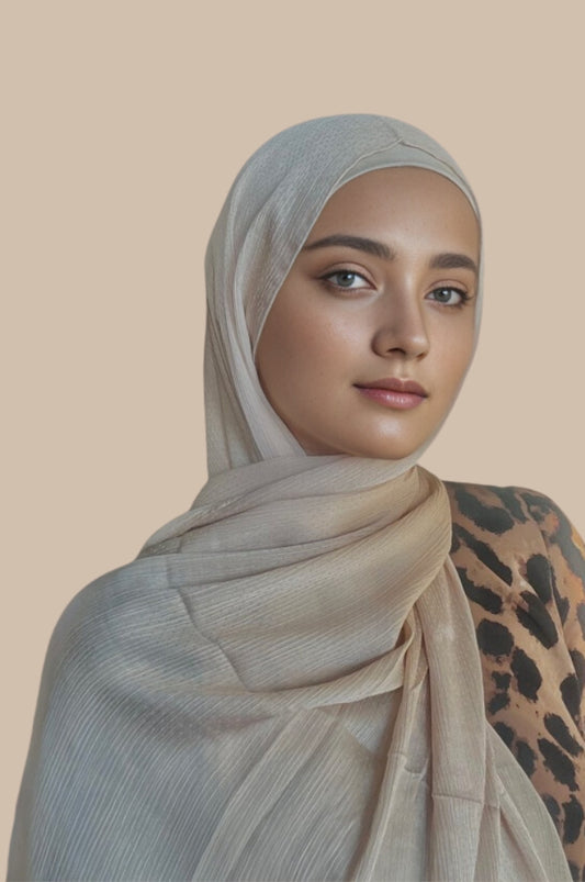 Satin Silk Textured Hijab - Golden