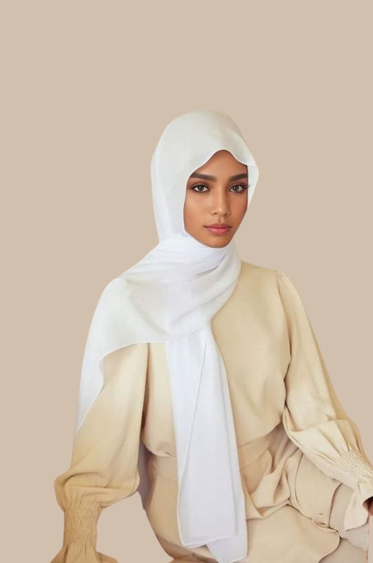 Premium Chiffon Hijab - Milk White - Mawdeest 