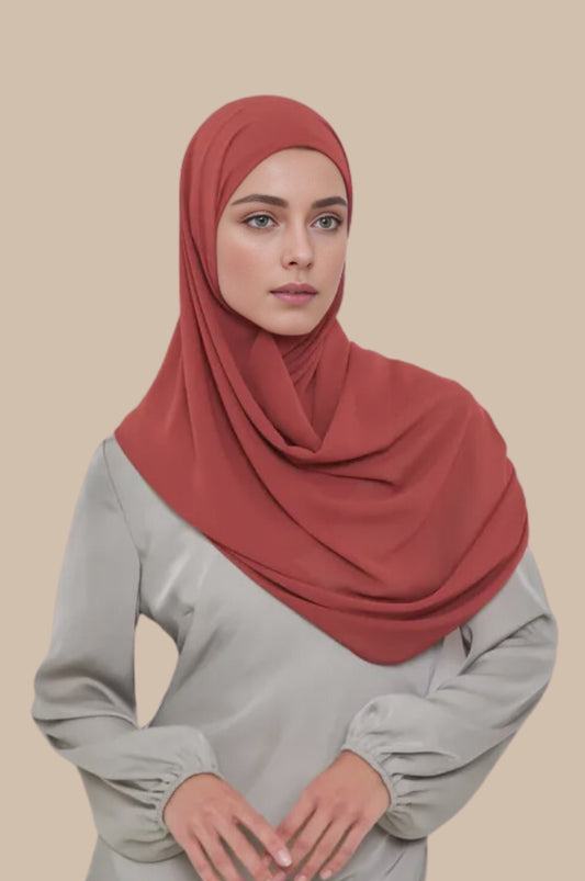 Premium Chiffon Hijab - Rosewood - Mawdeest 