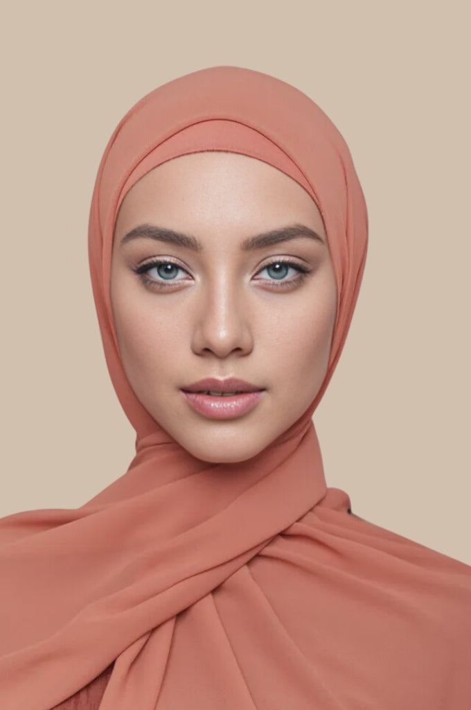 Premium Chiffon Hijab - Bright Peach