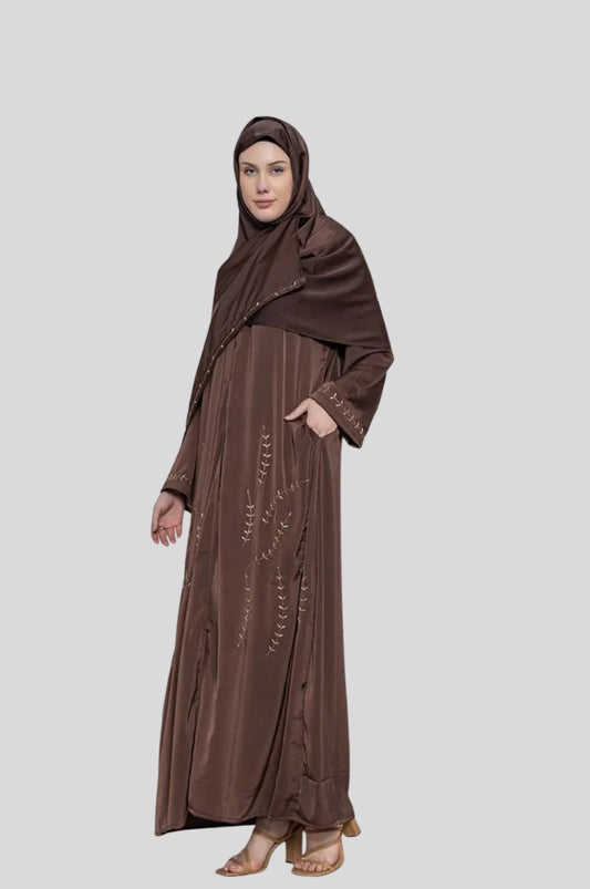 Embroidered Abaya With Scarf