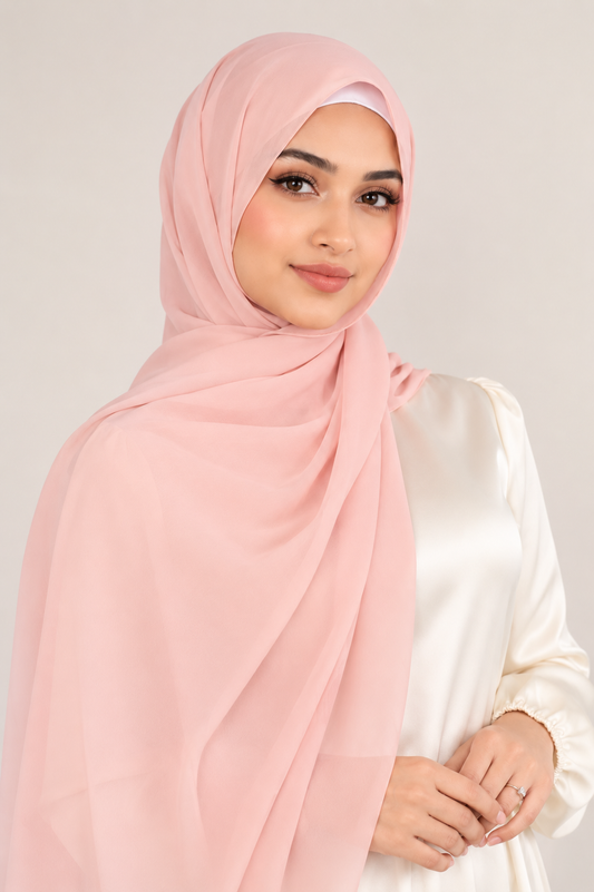 Premium Chiffon Hijab - Carnation Pink - Mawdeest 