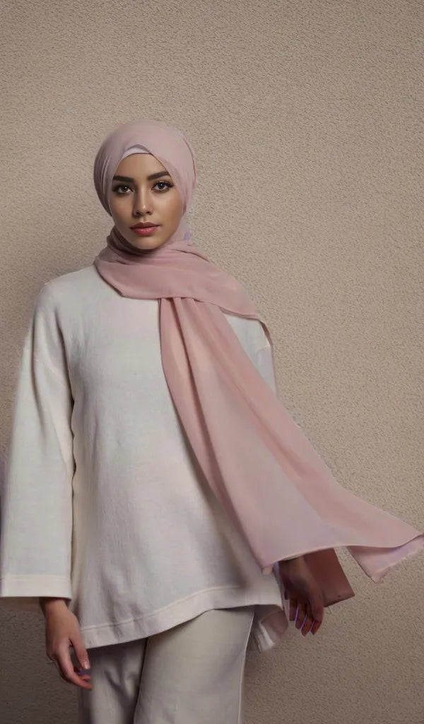 Premium Chiffon Hijab - Powder Rose - Mawdeest 
