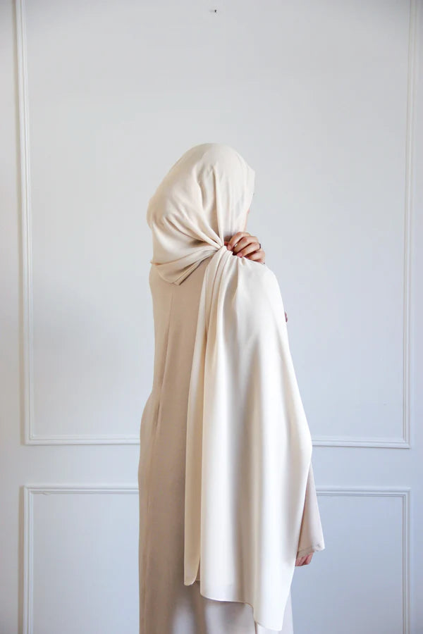 Soft cream chiffon hijab bundle fabric – premium quality Mawdeest