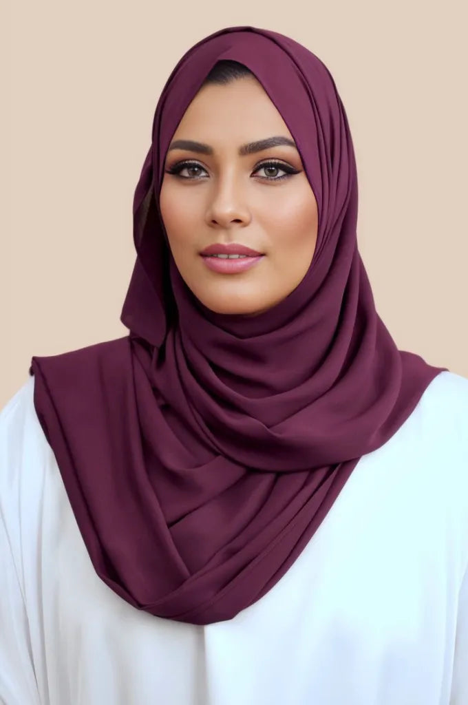 Premium Plum chiffon hijab for Muslim women – Mawdeest