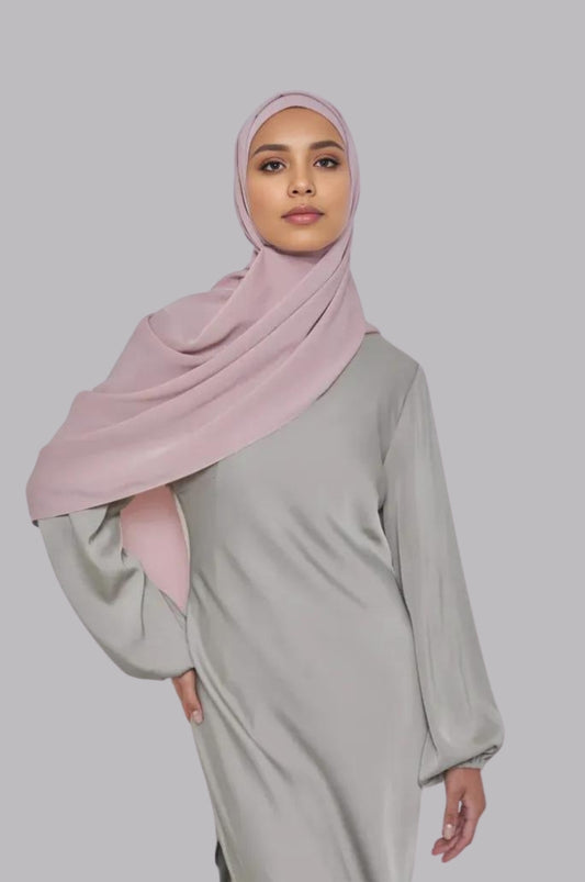 Premium pink medina silk hijab for women India opaque chiffon non transparent soft breathable hijab – Mawdeest
