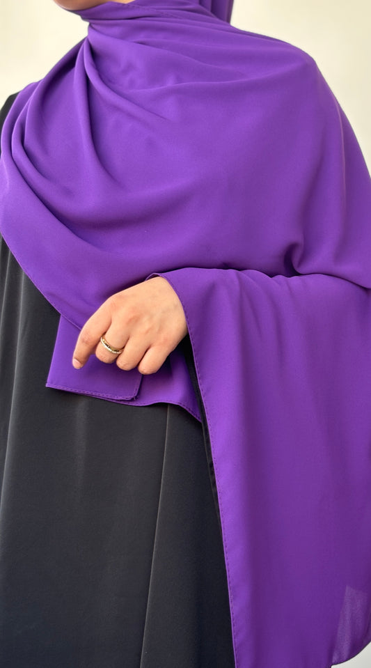 Purple medina silk hijab shop online India opaque chiffon non transparent soft breathable hijab for women – Mawdeest
