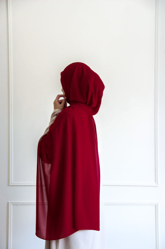 Red Love chiffon hijab for women by Mawdeest
