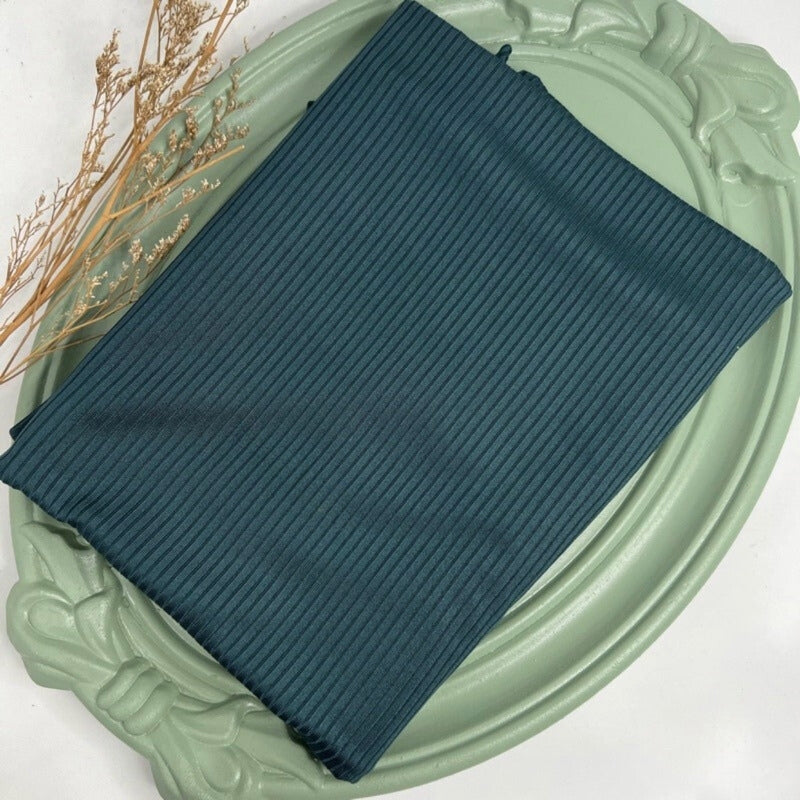 Ribbed Jersey Hijab - Dark Green - Mawdeest 