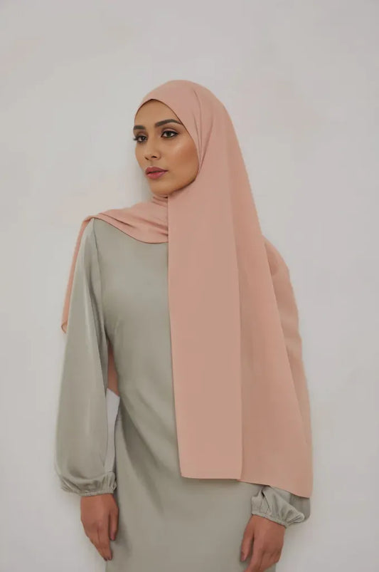 Buy Soft peach chiffon hijab online in India – Mawdeest
