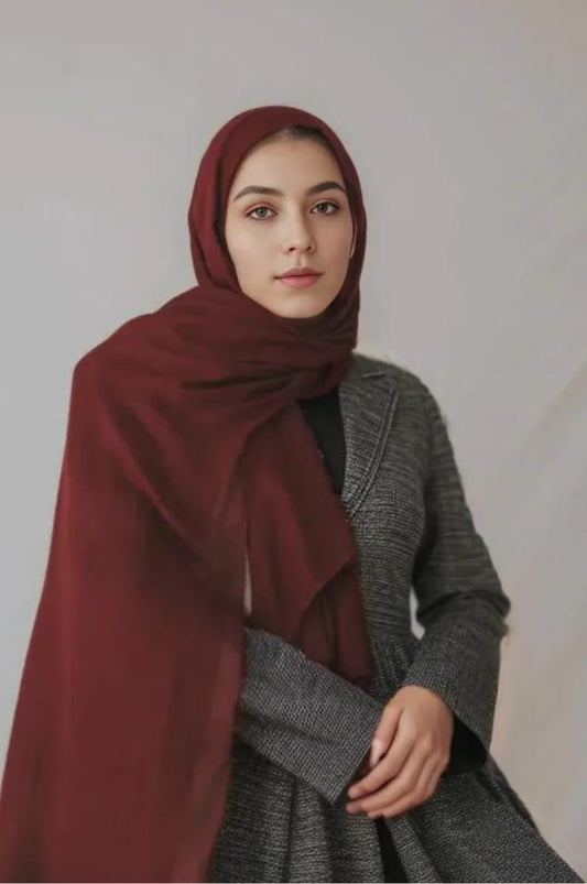 Premium Cotton Hijab - Maroon - Mawdeest 