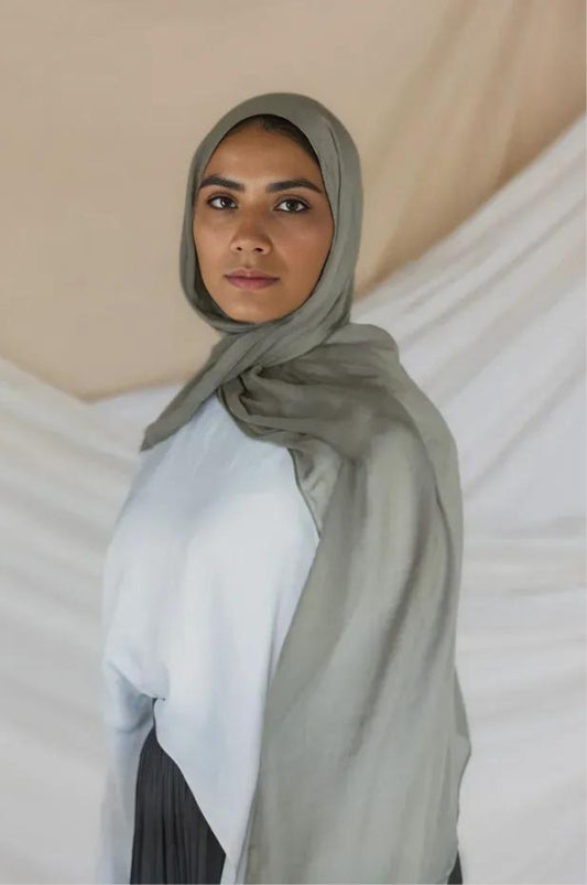 Premium Cotton Hijab - Grey - Mawdeest 