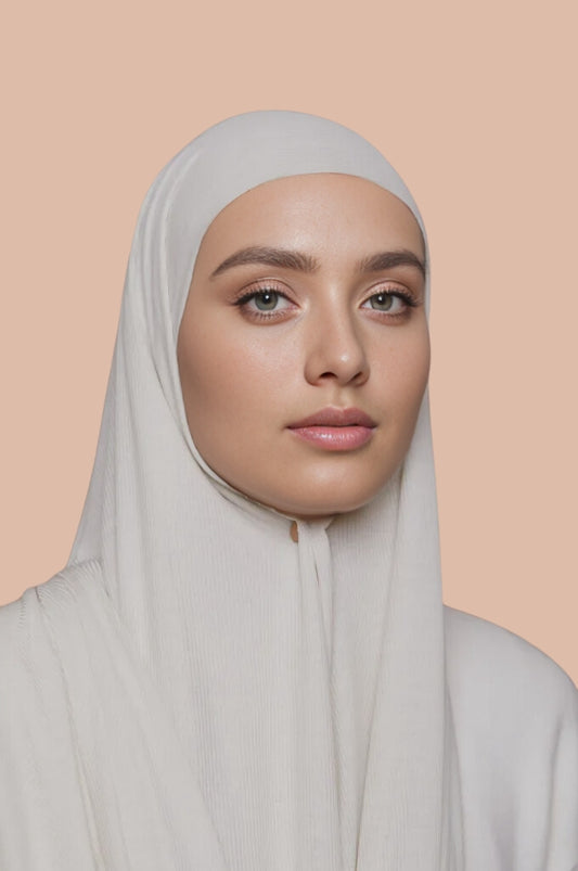 Ribbed Jersey Hijab - White