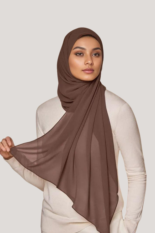 Premium Chiffon Hijab - Esperesso Brown - Mawdeest 