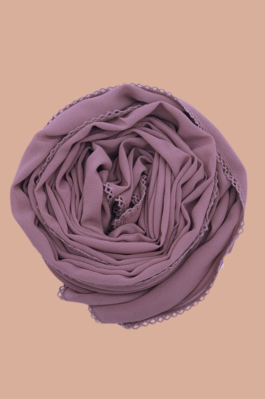 Basic Crochet Chiffon Hijab - Dusty Purple