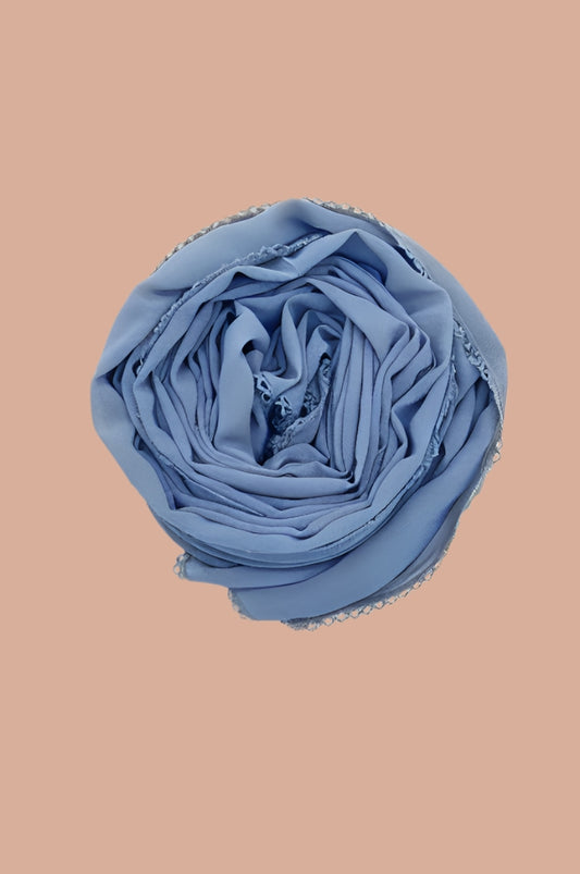 Basic Crochet Chiffon Hijab - Blue