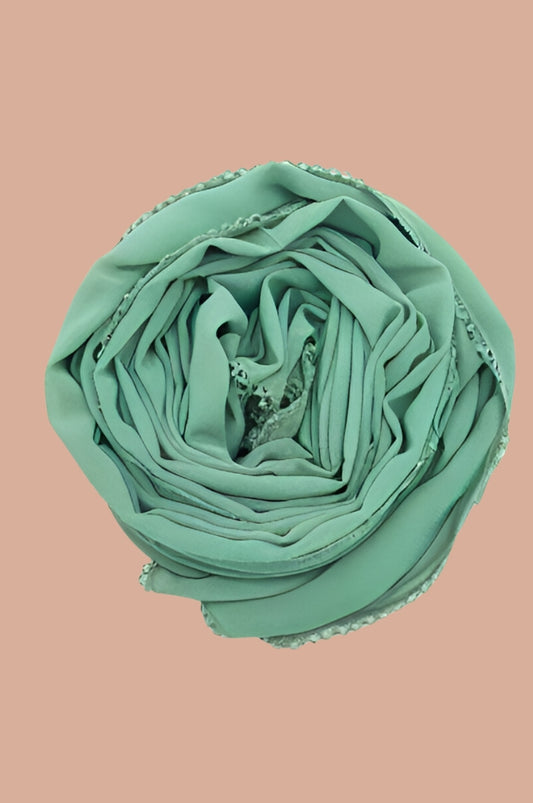Basic Crochet Chiffon Hijab - Aqua Green