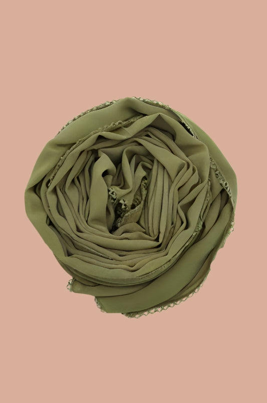 Basic Crochet Chiffon Hijab - Moss Green