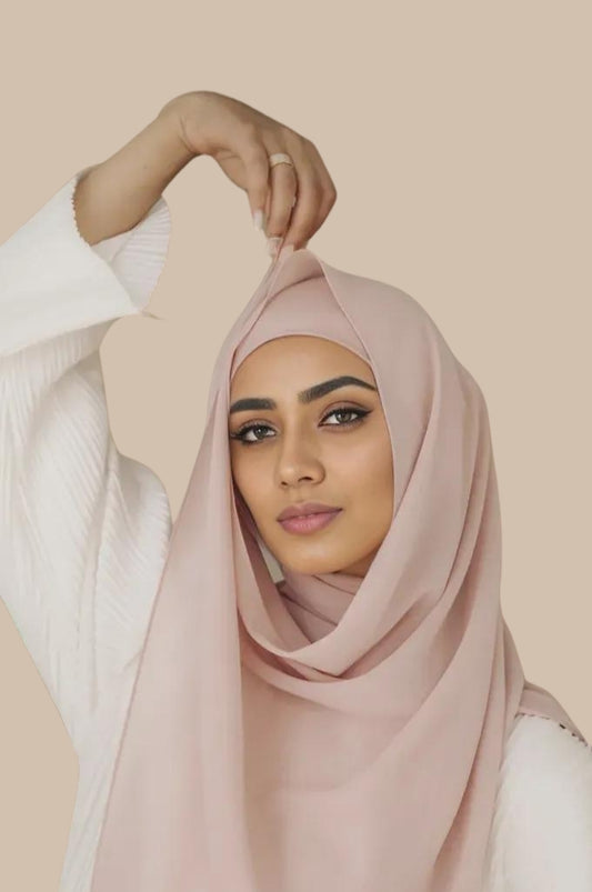 Matching Hijab & Undercap Set - Pinkish Peach