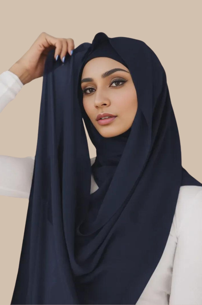 Matching Hijab & Undercap Set - Navy Blue