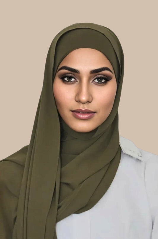 Matching Hijab & Undercap Set - Olive Green