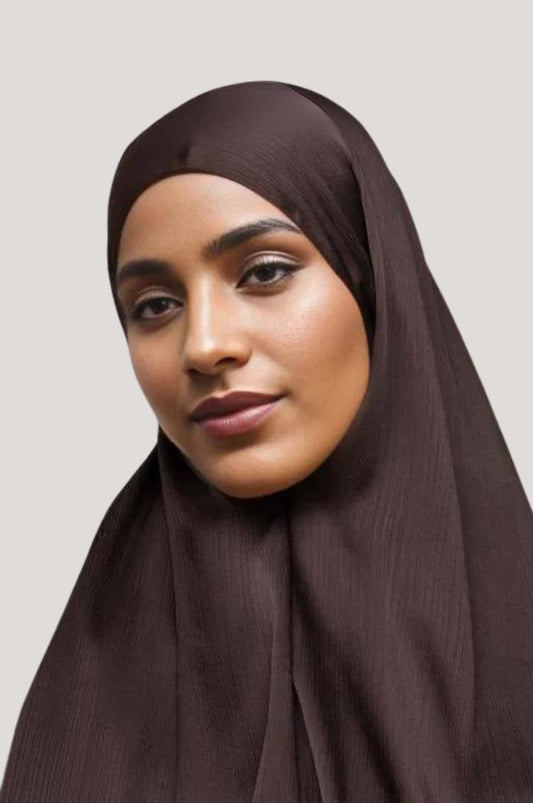 Crinkle Silk - Satin Hijab - Chocolate Brown