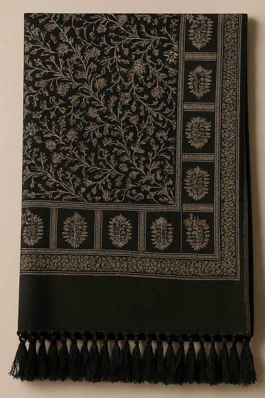Black Gold Floral Pashmina